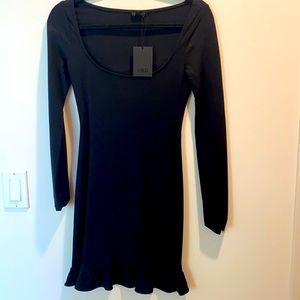 Black NBD Long sleeve mini dress with ruffle detail